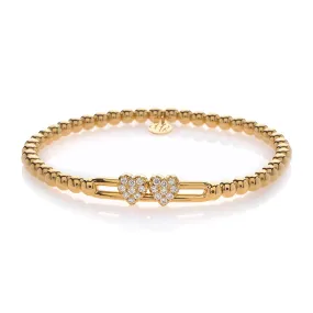 0.31ctw, 18K Yellow Gold Heart Tresore Stretch Bracelet