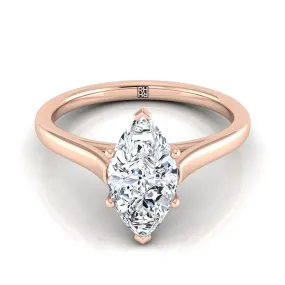 14K Rose Gold Marquise   Elegant Cathedral Solitaire Engagement Ring