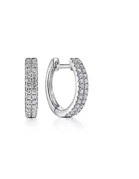 14K White Gold Double Channel Diamond Huggies