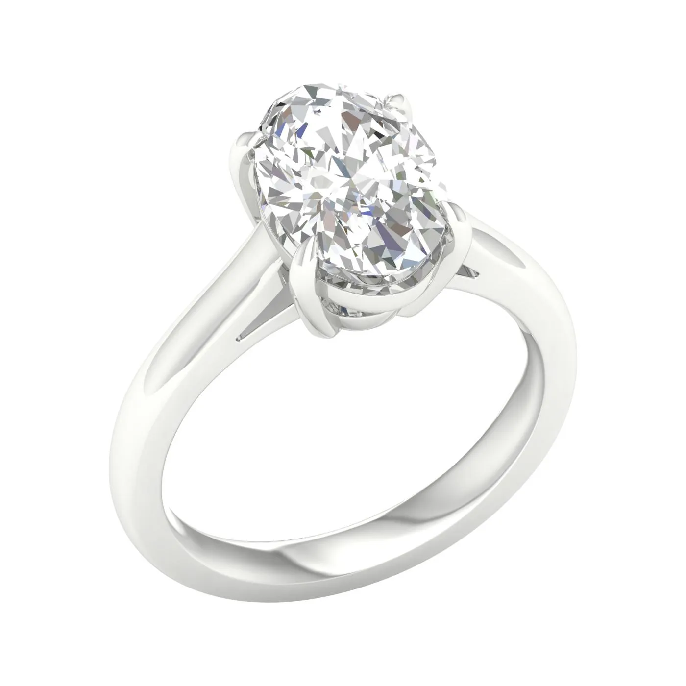 14K White Gold Lab Grown 3ct Oval Solitaire Diamond Engagement Ring