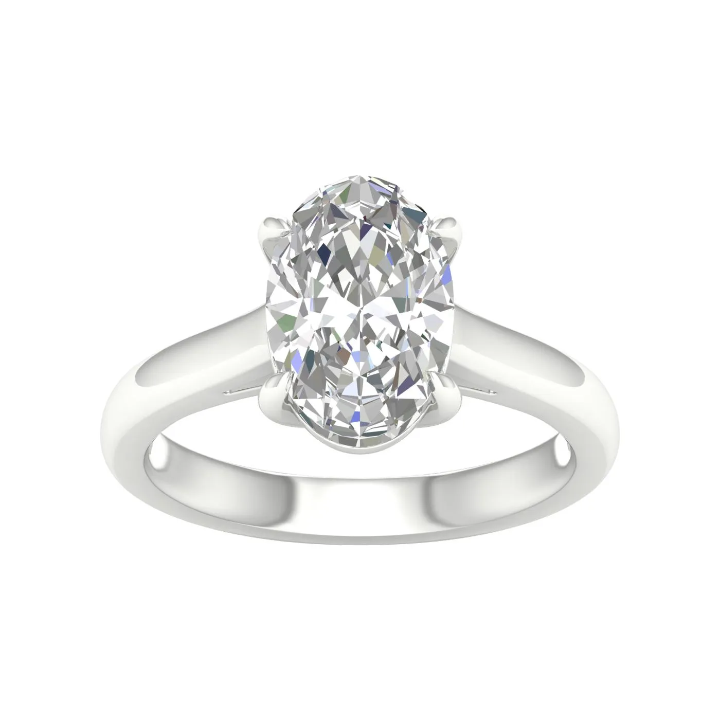 14K White Gold Lab Grown 3ct Oval Solitaire Diamond Engagement Ring