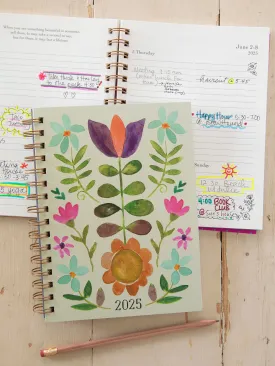 2025 12 Month Planner - Folk Flower