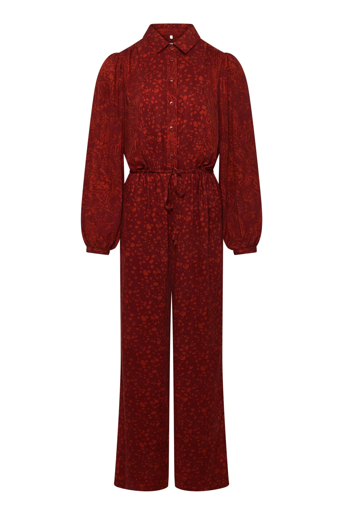 AVA - Rayon Jumpsuit Wine Red