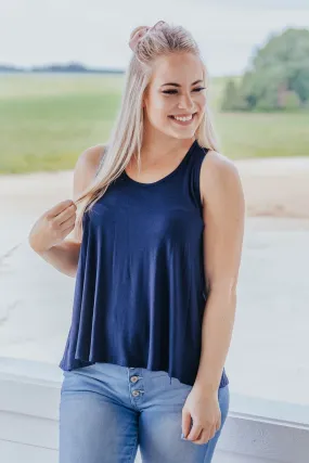 Basically Summer Racerback Tank in Navy