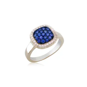 Bellagio Collection Sapphire Pave Square White Gold Ring