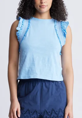 Betina Women's Ruffled Cropped Top, Blue - KT0143S