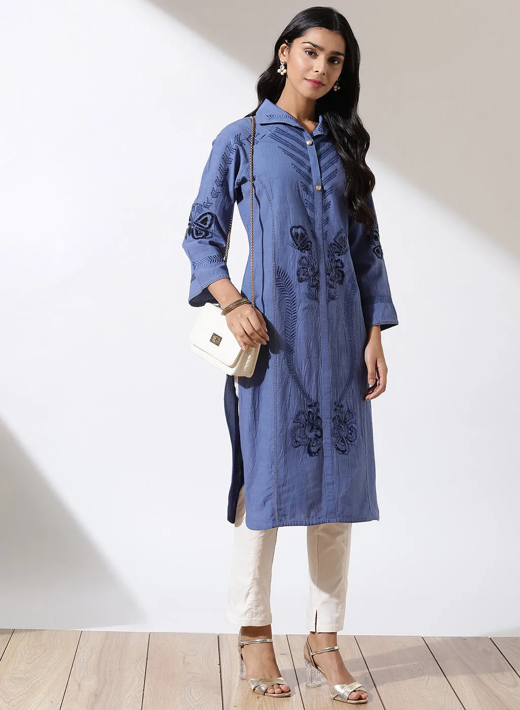 Blue Solid Kurta