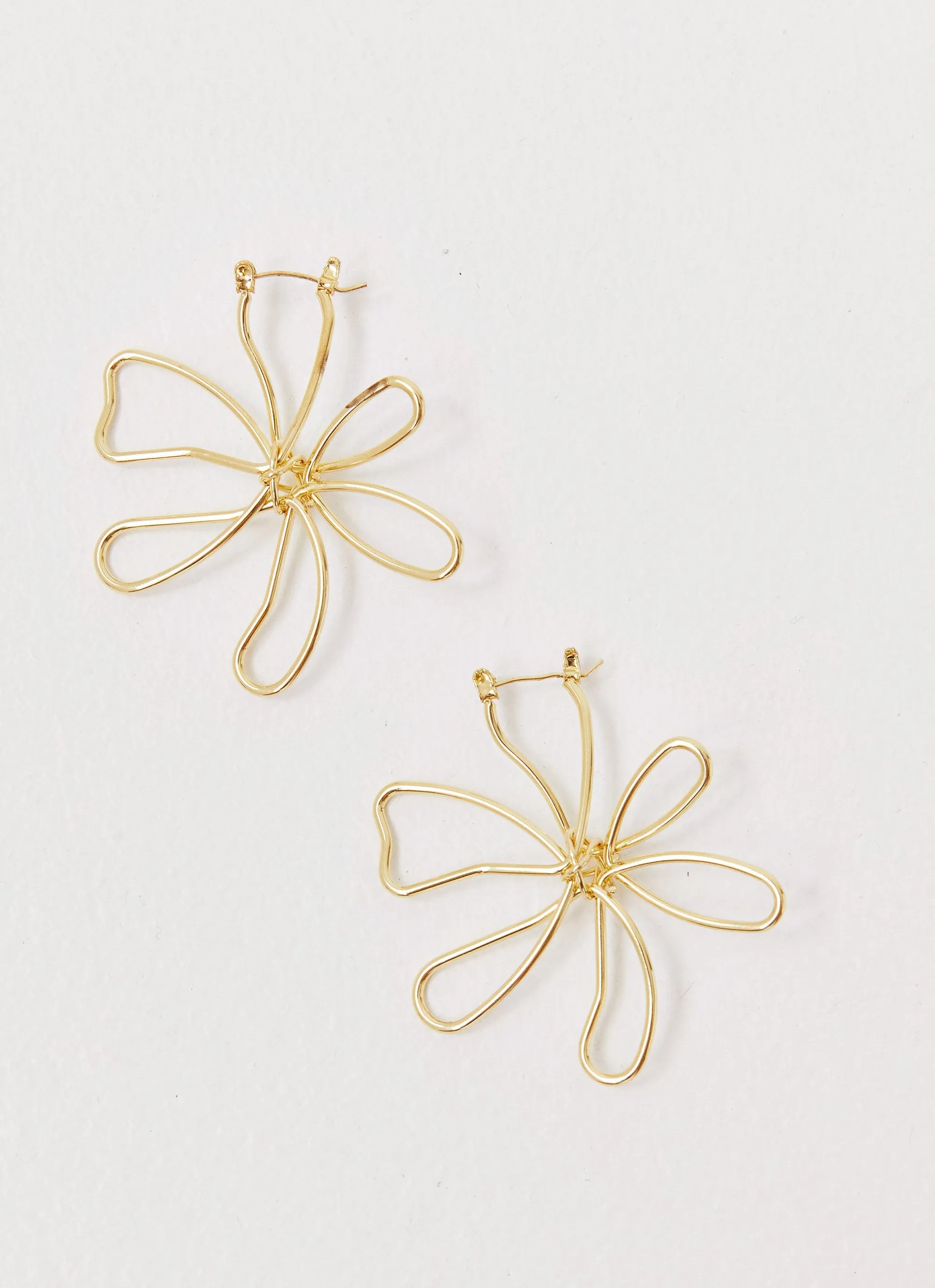 Glinda Flower Hoop Earrings - Gold