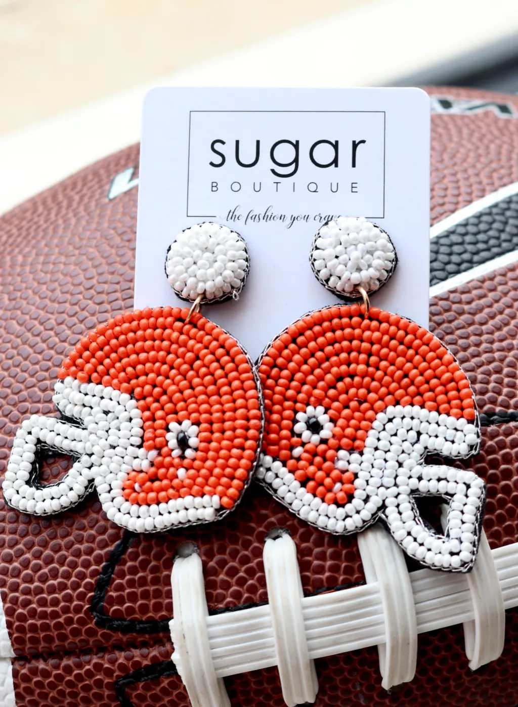 Helmet Seedbead Earring | Orange   White