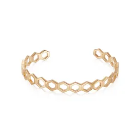 Hexagon Palm Cuff Bangle 18ct Gold Plate