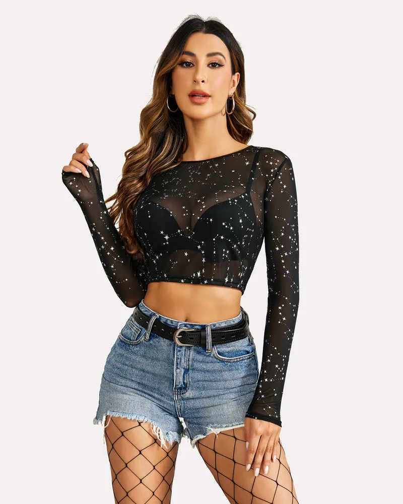 Leopard Print Mesh Crop Top