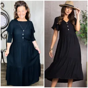 Lisa Black & Ruffle Summer Dress