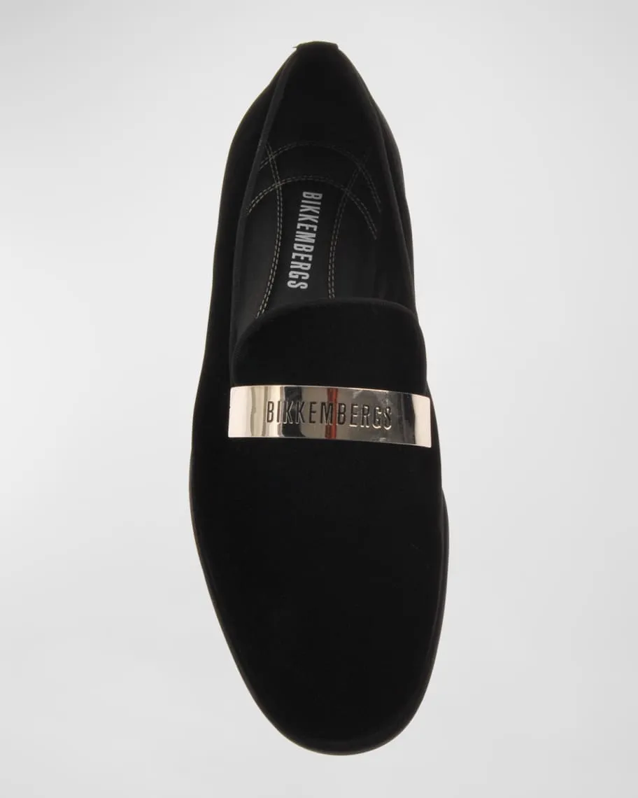 Men's velvet slippers with Bikkembergs logo