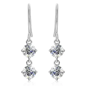 Moissanite by Cate & Chloe Talia Sterling Silver Dangle Earrings with Moissanite Crystals