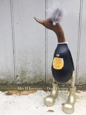 Prosecco - Decorated Wooden Duck in Boots by Mrs H the Duck Lady