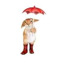 Rainy Day Rabbit in Boots Statue 9"