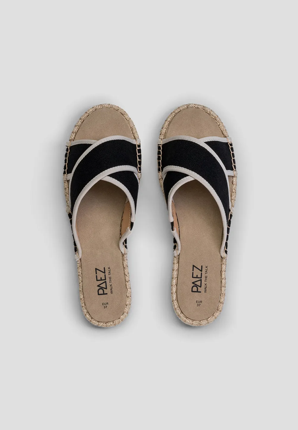 SANDAL CROSSED LINEN BLACK