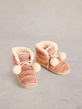 White Stuff Knitted Bootie Slipper Nat MLT