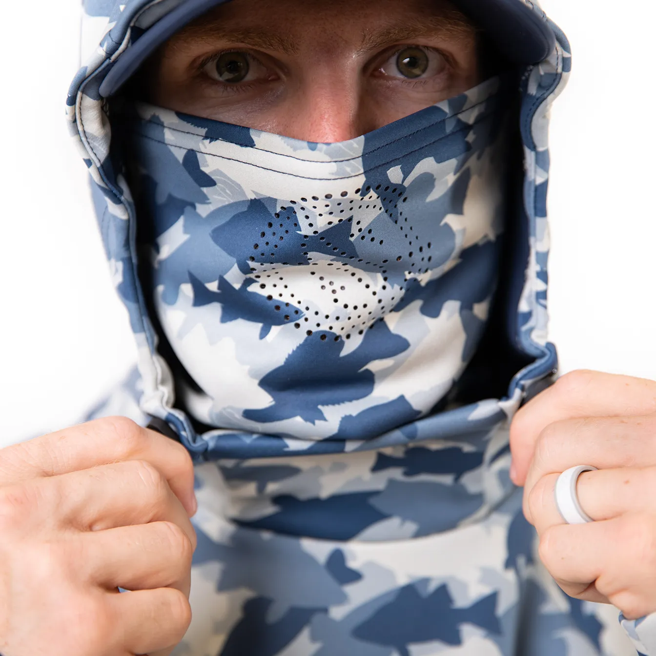 Whitewater Fish Camo Ultimate Hoodie with Gaiter