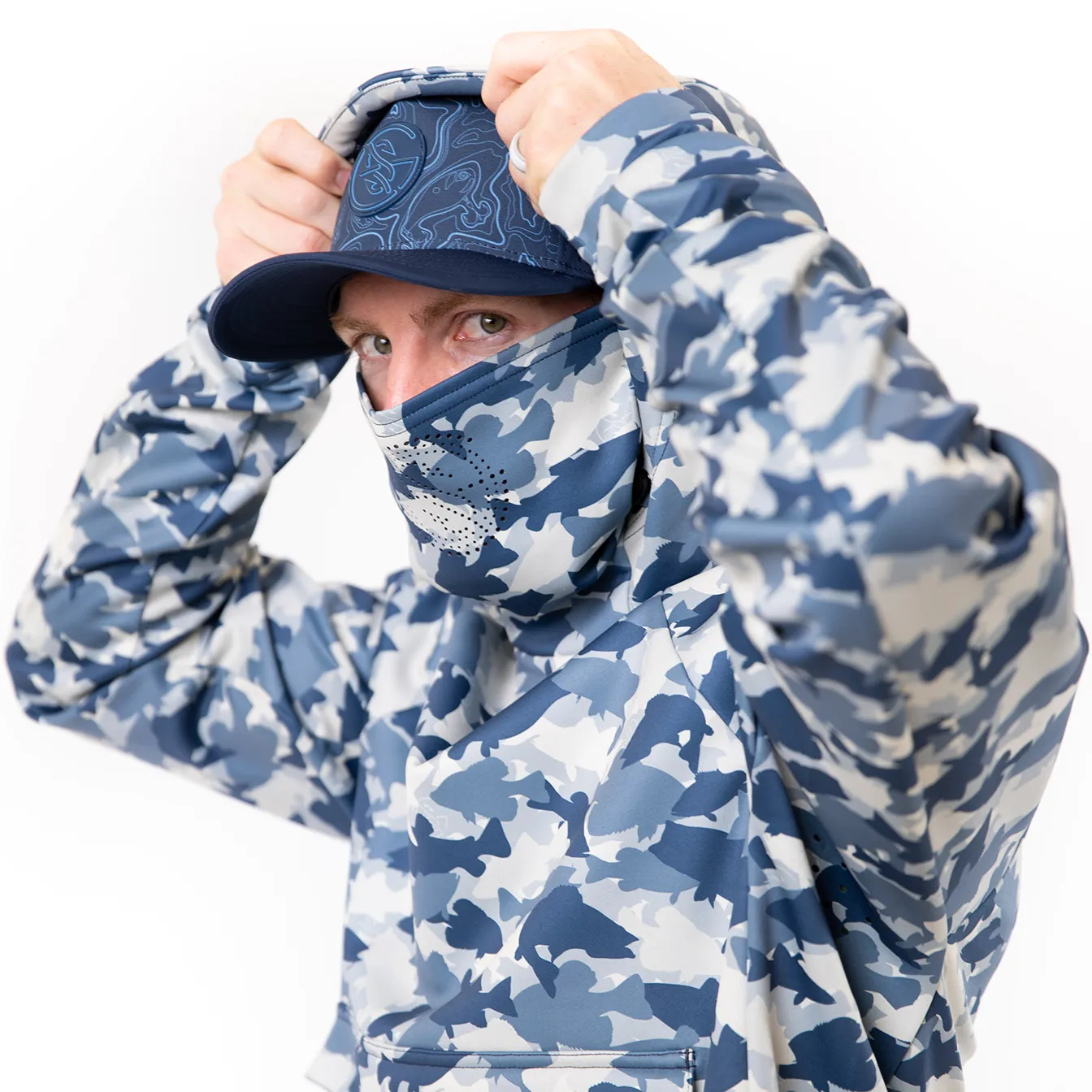 Whitewater Fish Camo Ultimate Hoodie with Gaiter